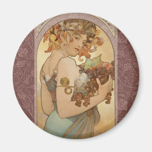 Alphonse Mucha Fruit Art Nouveau Vintage Maiden Magnet