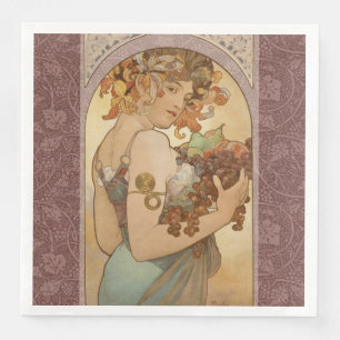Alphonse Mucha Fruit Art Nouveau Vintage Maiden Napkin