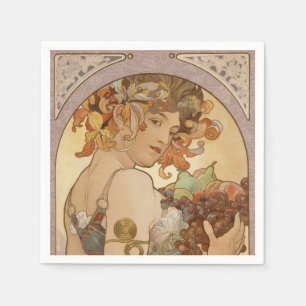 Alphonse Mucha Fruit Art Nouveau Vintage Maiden Napkin