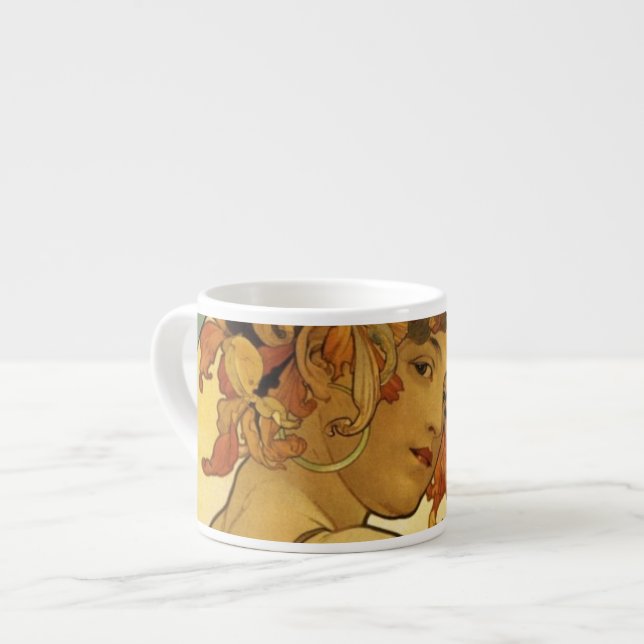 Alphonse Mucha Fruit Painting Espresso Cup (Front Left)
