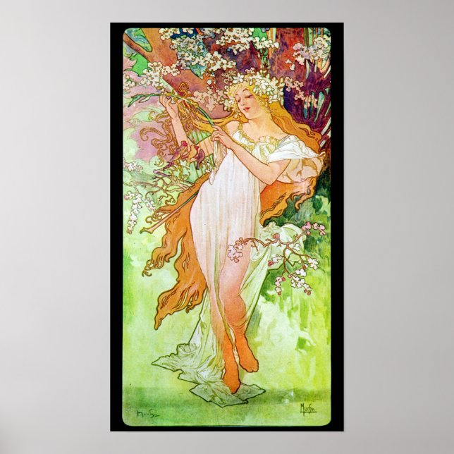 Alphonse Mucha Girl In Garden Poster (Front)