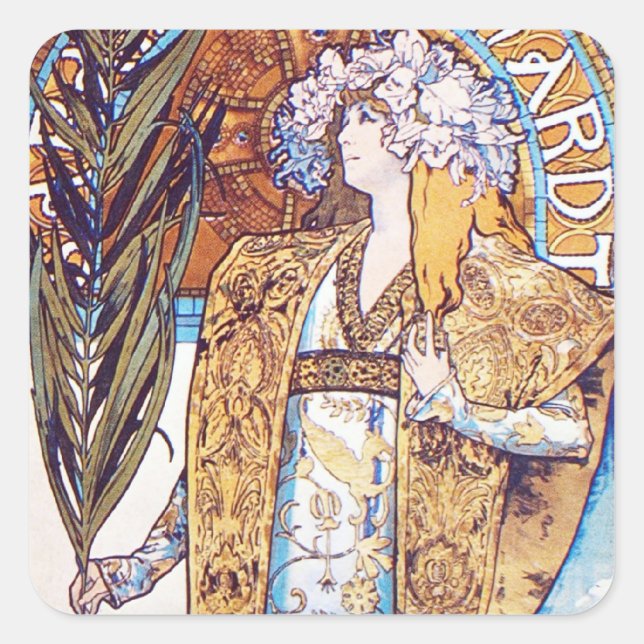 Alphonse Mucha Goddess Square Sticker (Front)