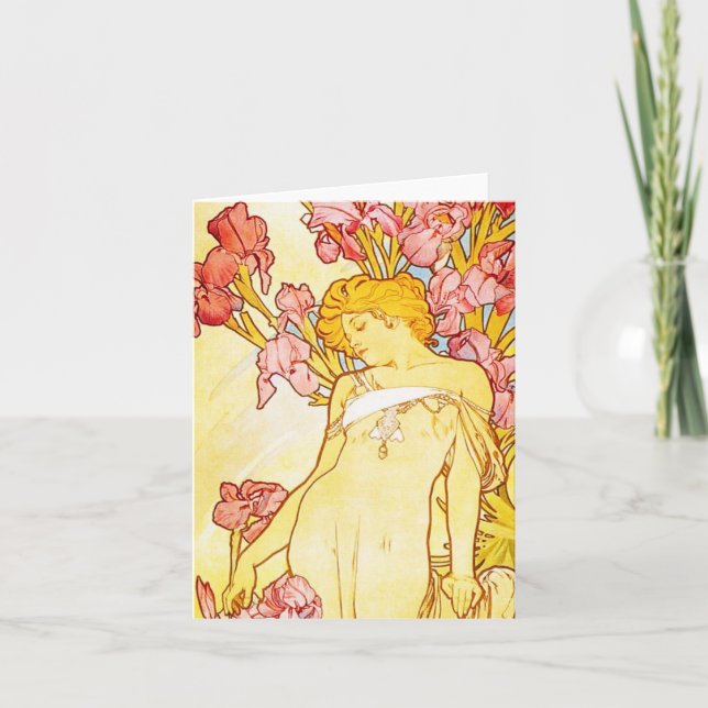 Alphonse Mucha Iris Note Card (Front)