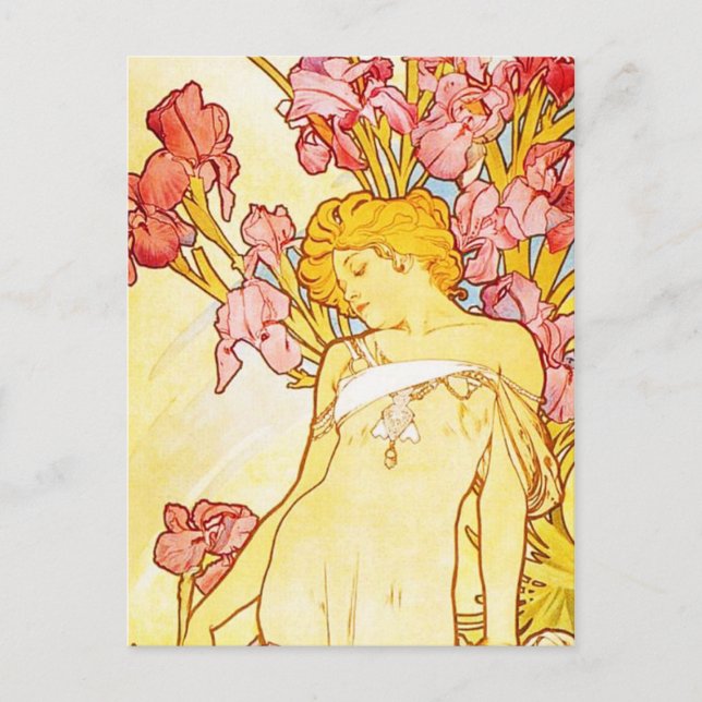 Alphonse Mucha Iris Postcard (Front)