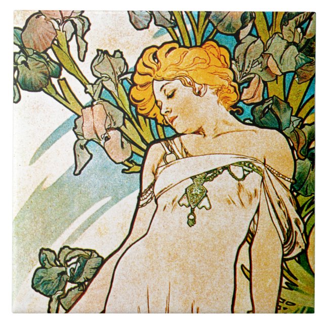 Alphonse Mucha - Iris WB Ceramic Tile (Front)