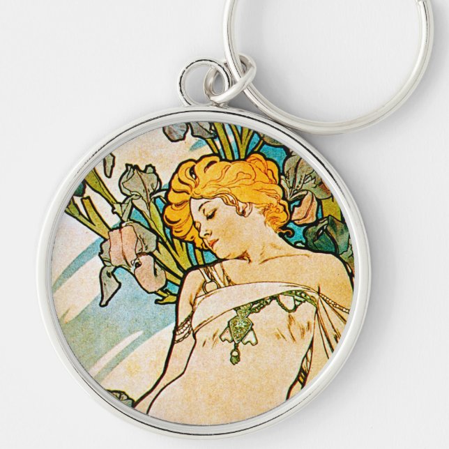 Alphonse Mucha - Iris WB Key Ring (Front)