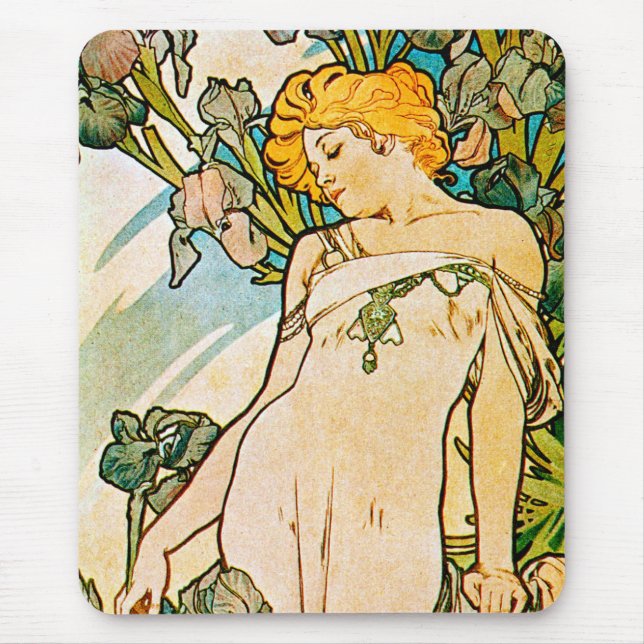 Alphonse Mucha - Iris WB Mouse Pad (Front)