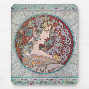 Alphonse Mucha Ivy Art Nouveau Mousepad Mouse Pad