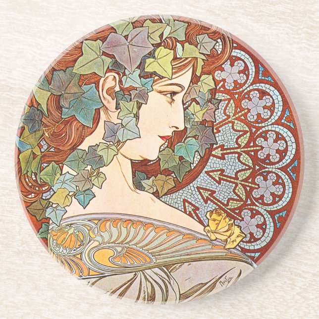 Alphonse Mucha Ivy Coaster (Front)