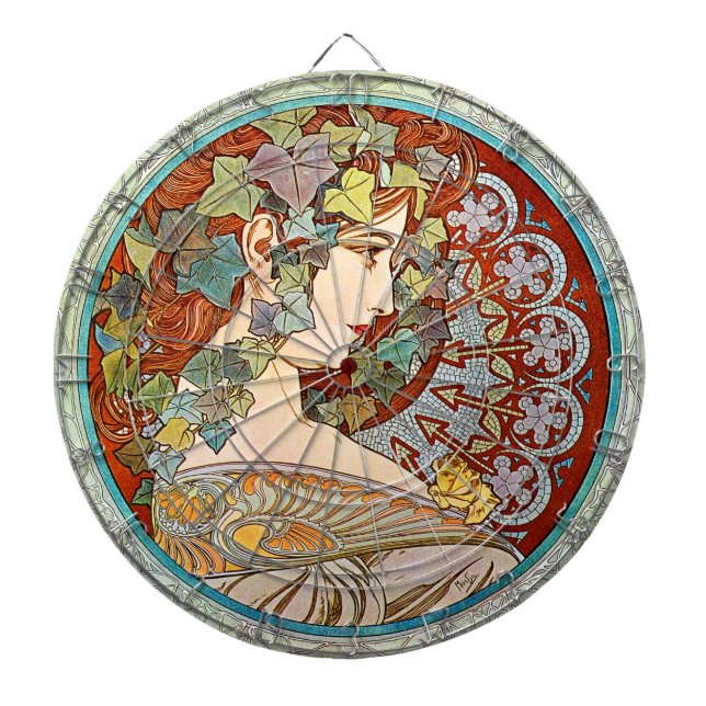 Alphonse Mucha Ivy Dartboard (Front)