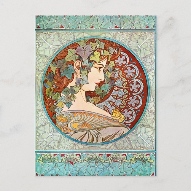 Alphonse Mucha Ivy Postcard (Front)