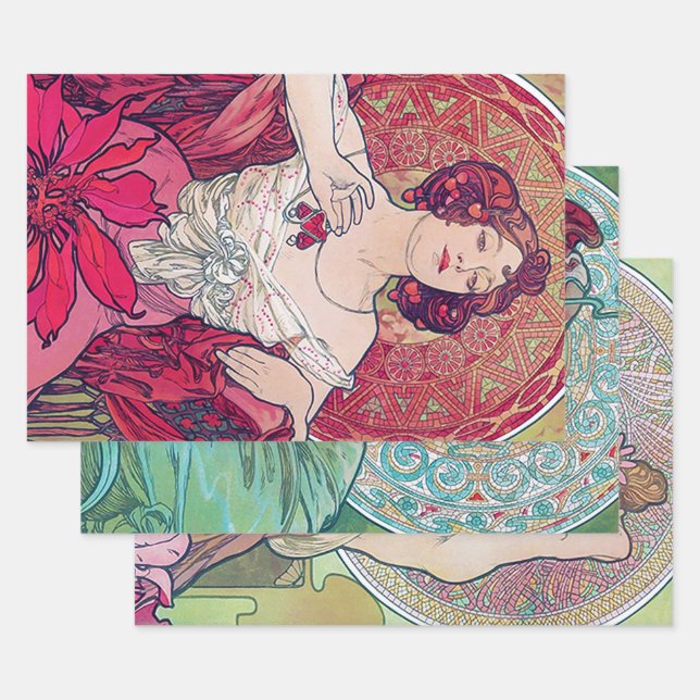Alphonse Mucha, Jewels Wrapping Paper Sheet (Set)