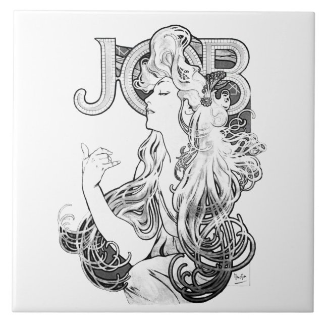 Alphonse Mucha JOB ISOGS Ceramic Tile (Front)