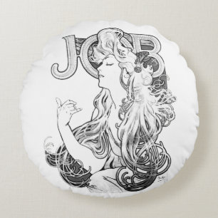 Alphonse Mucha JOB ISOGS Round Cushion