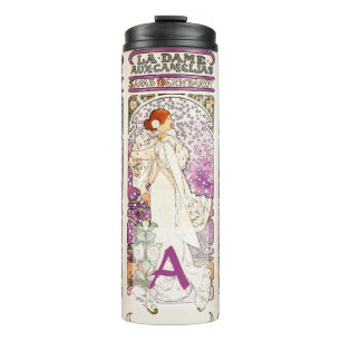 Alphonse Mucha La Dame 1896 Art Nouveau Vintage Thermal Tumbler