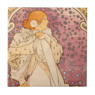 Alphonse Mucha La Dame Aux Camelias: Art Nouveau Ceramic Tile