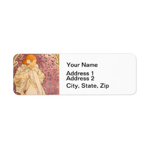 Alphonse Mucha La Dame Aux Camelias: Art Nouveau Return Address Label
