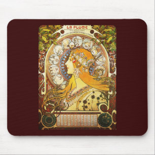 Alphonse Mucha La Plume Mouse Pad