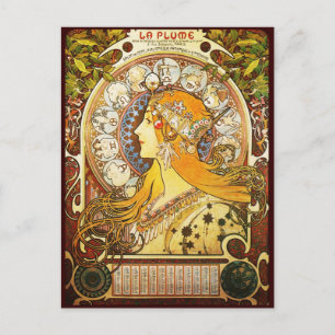 Alphonse Mucha La Plume Postcard