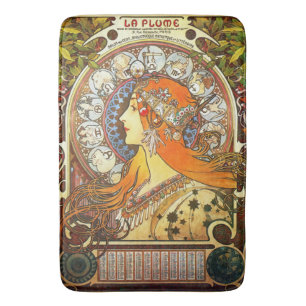 Alphonse Mucha La Plume Zodiac Art Nouveau Vintage Bath Mat