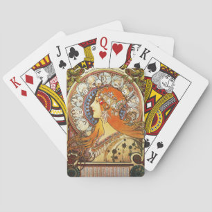 Alphonse Mucha La Plume Zodiac Art Nouveau Vintage Playing Cards