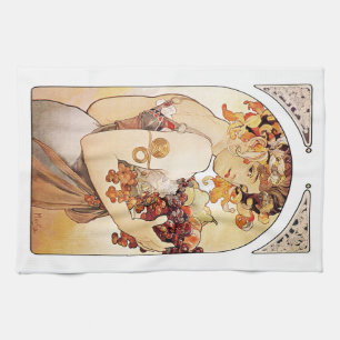 Alphonse Mucha Lady With Fruit Tea Towel