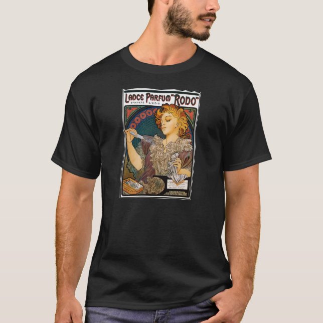 Alphonse Mucha- Lance Parfum "Rodo" - Perfume Ad T-Shirt (Front)