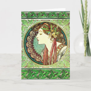 Alphonse Mucha Laurel Greeting Card