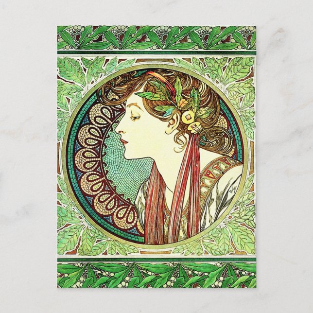 Alphonse Mucha Laurel Postcard (Front)