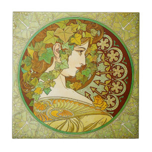Alphonse Mucha Laurel Tile