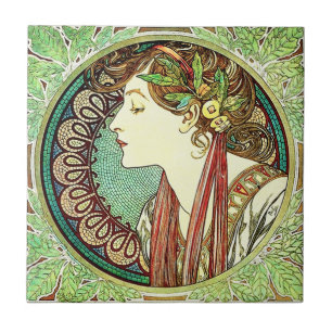 Alphonse Mucha Laurel Tile