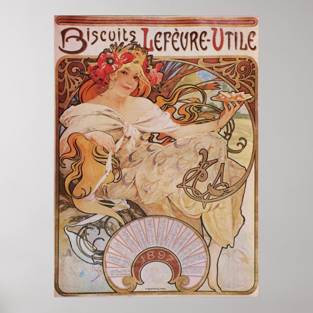 Alphonse Mucha. Lefevre-Utile Biscuits, 1896 Poster (Front)
