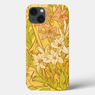 Alphonse Mucha Lily Flowers Pattern: Art Nouveau iPhone 13 Case