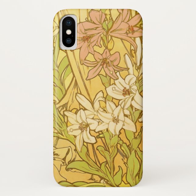 Alphonse Mucha Lily Flowers Pattern: Art Nouveau  Case-Mate iPhone Case (Back)