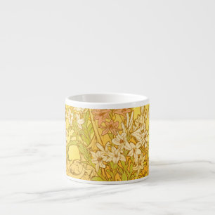 Alphonse Mucha Lily Flowers Pattern: Art Nouveau Espresso Cup