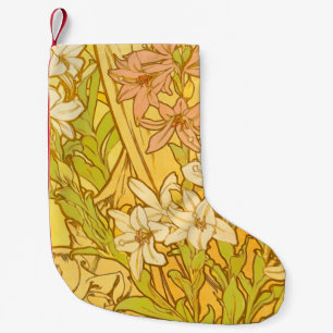 Alphonse Mucha Lily Flowers Pattern: Art Nouveau Small Christmas Stocking