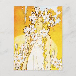 Alphonse Mucha Lily Postcard