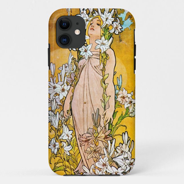 Alphonse Mucha - Lily - White Border Case-Mate iPhone Case (Back)