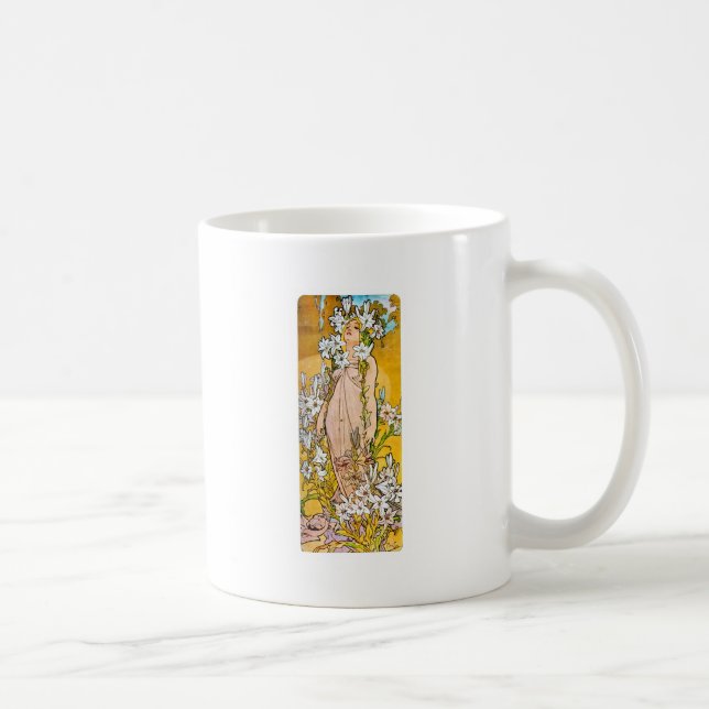 Alphonse Mucha - Lily - White Border Coffee Mug (Right)