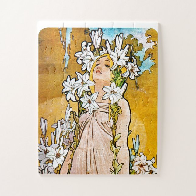 Alphonse Mucha - Lily - White Border Jigsaw Puzzle (Vertical)