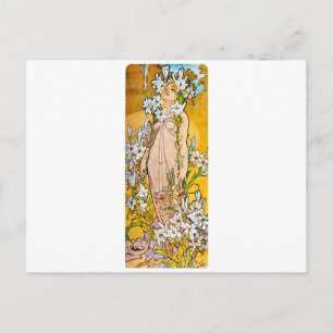 Alphonse Mucha - Lily - White Border Postcard