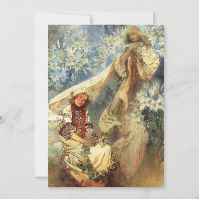 Alphonse Mucha Madonna of the Lilies Invitations (Front)