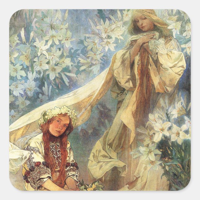 Alphonse Mucha Madonna of the Lilies Stickers (Front)