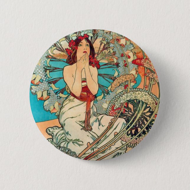 Alphonse Mucha Monaco, Monte-Carlo, 1897 6 Cm Round Badge (Front)
