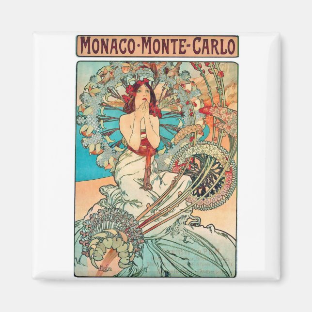 Alphonse Mucha Monaco, Monte-Carlo, 1897 Magnet (Front)
