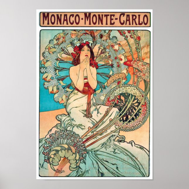 Alphonse Mucha Monaco, Monte-Carlo, 1897 Poster (Front)