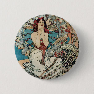 Alphonse Mucha ~ Monaco Monte Carlo Art Nouveau 6 Cm Round Badge