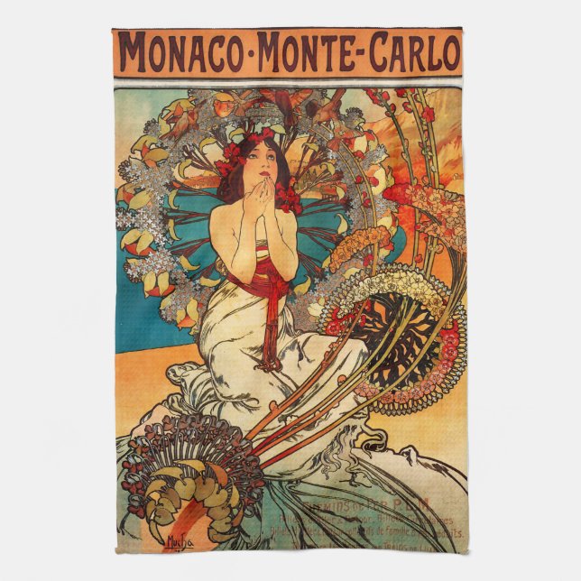Alphonse Mucha Monte Carlo Kitchen Towel (Vertical)