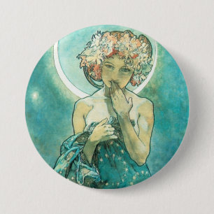 Alphonse Mucha Moonlight Clair De Lune Art Nouveau 7.5 Cm Round Badge