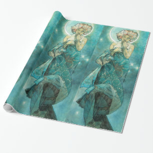 Alphonse Mucha Moonlight Clair De Lune Art Nouveau Wrapping Paper